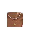 Pink Rope Necklace for Women Men Bohemian Rainbow Couple Jewelry