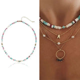 Pink Rope Necklace for Women Men Bohemian Rainbow Couple Jewelry