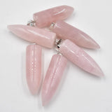 Labrador Stone Bullet Shaped Pillar Charms Point Pendants 13x41mm 6pcs