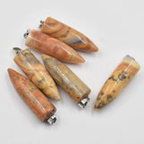 Labrador Stone Bullet Shaped Pillar Charms Point Pendants 13x41mm 6pcs