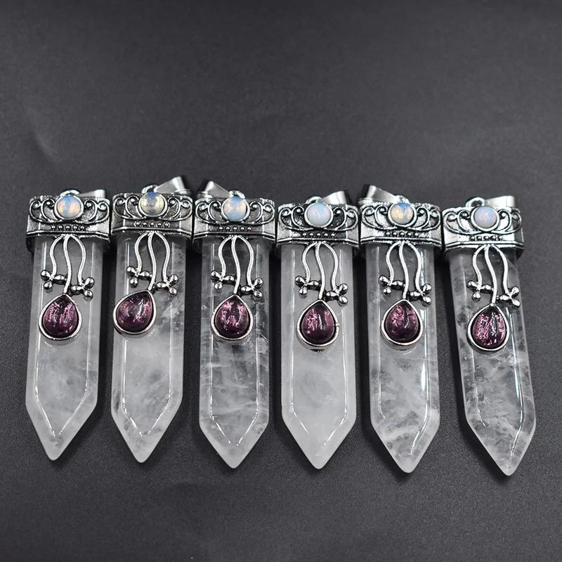 Natural Stone Crystal Point Pendulum Chakra Pendant 6pcs/lot