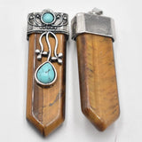 Natural Tiger Eye Stone Point Pendulum Healing Chakra Pendant 6pcs