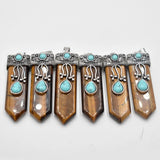 Natural Tiger Eye Stone Point Pendulum Healing Chakra Pendant 6pcs