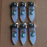Opal Stone Crystal Point Pendulum Healing Chakra Pendant 6pcs/lot