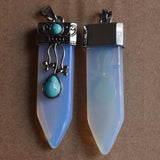 Opal Stone Crystal Point Pendulum Healing Chakra Pendant 6pcs/lot