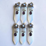 Opal Stone Crystal Point Pendulum Healing Chakra Pendant 6pcs