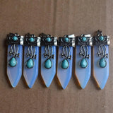 Opal Stone Crystal Point Pendulum Healing Chakra Pendant 6pcs/lot