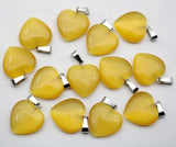 20mm Cat Eye Stone Heart Pendants for DIY Jewelry Making - 12pcs