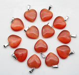 20mm Cat Eye Stone Heart Pendants for DIY Jewelry Making - 12pcs