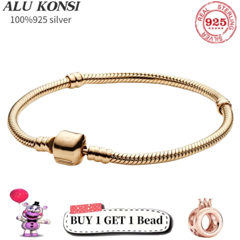 Genuine 925 Sterling Silver Snake Chain Bracelet