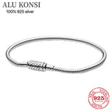 925 Sterling Silver Pan Bracelet Snake Chain Bangle