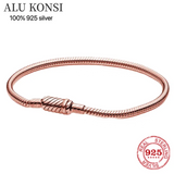 925 Sterling Silver Pan Bracelet Snake Chain Bangle