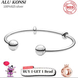 925 Sterling Silver Pan Bracelet Charm Bangle for DIY Jewelry
