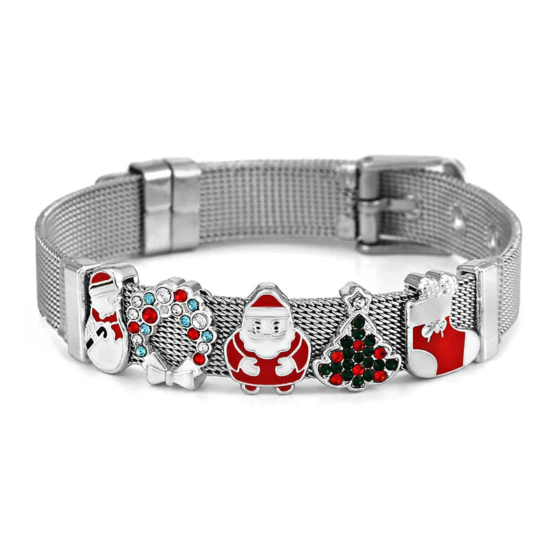 Christmas Titanium Steel Charms Bracelet for Men And Women