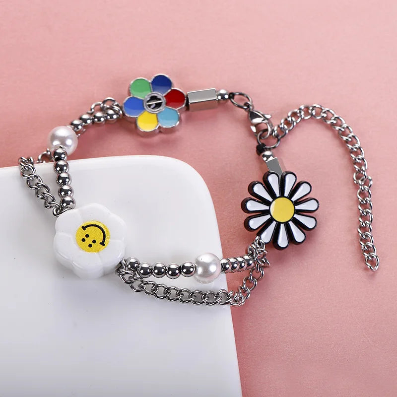 Kpop Smile Face Pearl Choker Necklace for Women Men