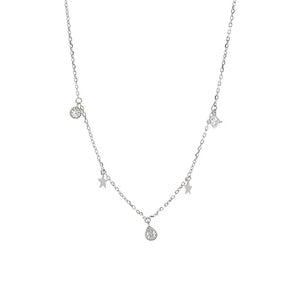 925 Silver Star Water Drop Tassel Choker Necklace for Women