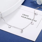 925 Silver Star Water Drop Tassel Choker Necklace for Women