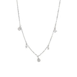 925 Silver Star Water Drop Tassel Choker Necklace for Women