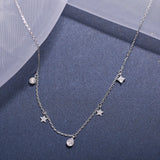 925 Silver Star Water Drop Tassel Choker Necklace for Women
