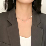 925 Silver Star Water Drop Tassel Choker Necklace for Women