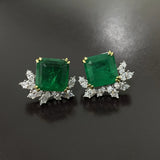 925 Silver Emerald Earrings Retro Style