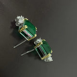925 Silver Emerald Earrings Retro Style