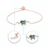 Adjustable Rose Inlaid Shellfish Elephant Lady Pendant Bracelet