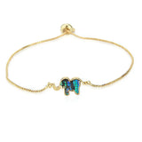 Adjustable Rose Inlaid Shellfish Elephant Lady Pendant Bracelet