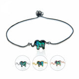 Adjustable Rose Inlaid Shellfish Elephant Lady Pendant Bracelet