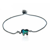 Adjustable Rose Inlaid Shellfish Elephant Lady Pendant Bracelet
