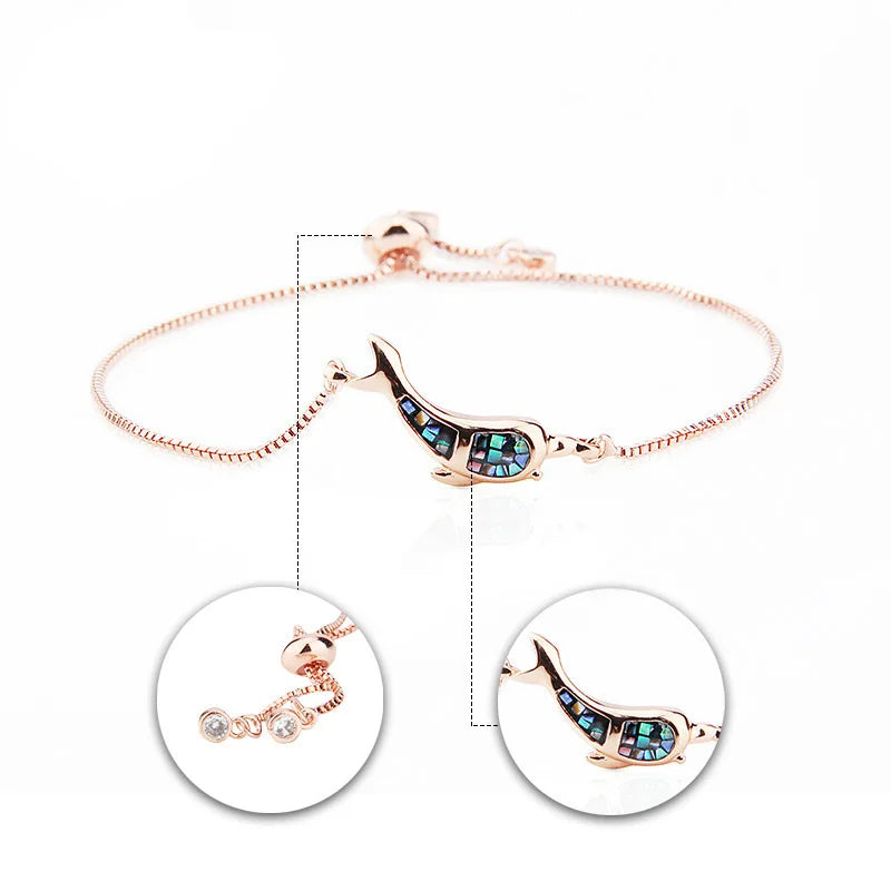 Micro Inlaid Shellfish Zircon Dolphin Pendant Bracelet