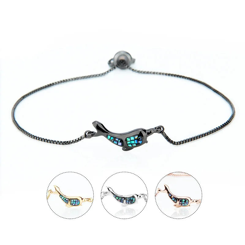 Micro Inlaid Shellfish Zircon Dolphin Pendant Bracelet