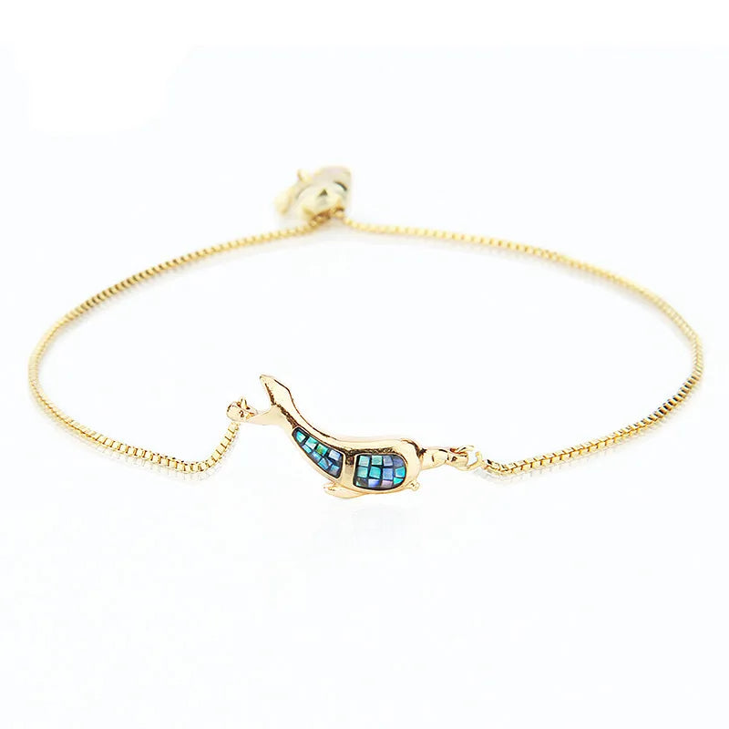 Micro Inlaid Shellfish Zircon Dolphin Pendant Bracelet