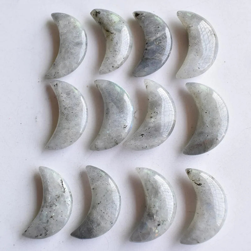 Labradorite Moon Shape Stone Pendants 12pcs/lot