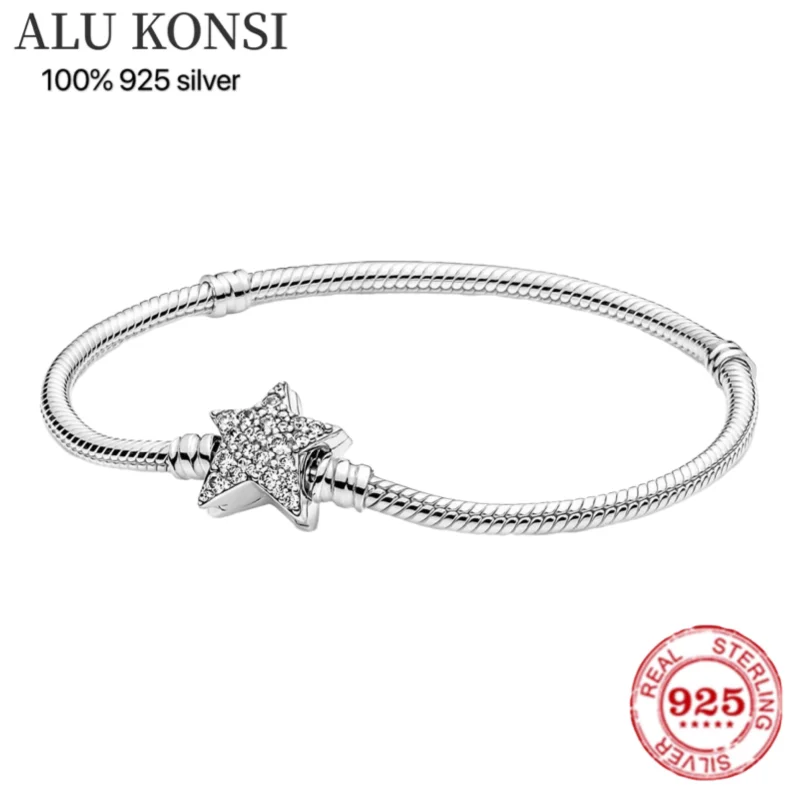 925 Silver Pan Bracelet For Women DIY Wedding Jewelry