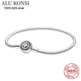 925 Silver Pan Bracelet For Women DIY Wedding Jewelry
