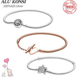 925 Silver Pan Bracelet For Women DIY Wedding Jewelry