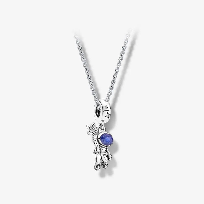 925 Silver Pan Necklace For Women Princess Crystal Couple DIY Wedding Jewelry