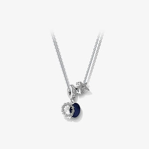 Real 925 Silver Pan Necklace for Women Crystal Couple DIY Wedding Jewelry