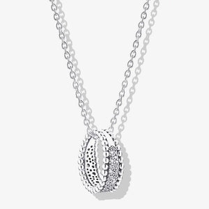 Fancy 925 Silver Pan Necklace with Princess Crystal for Women