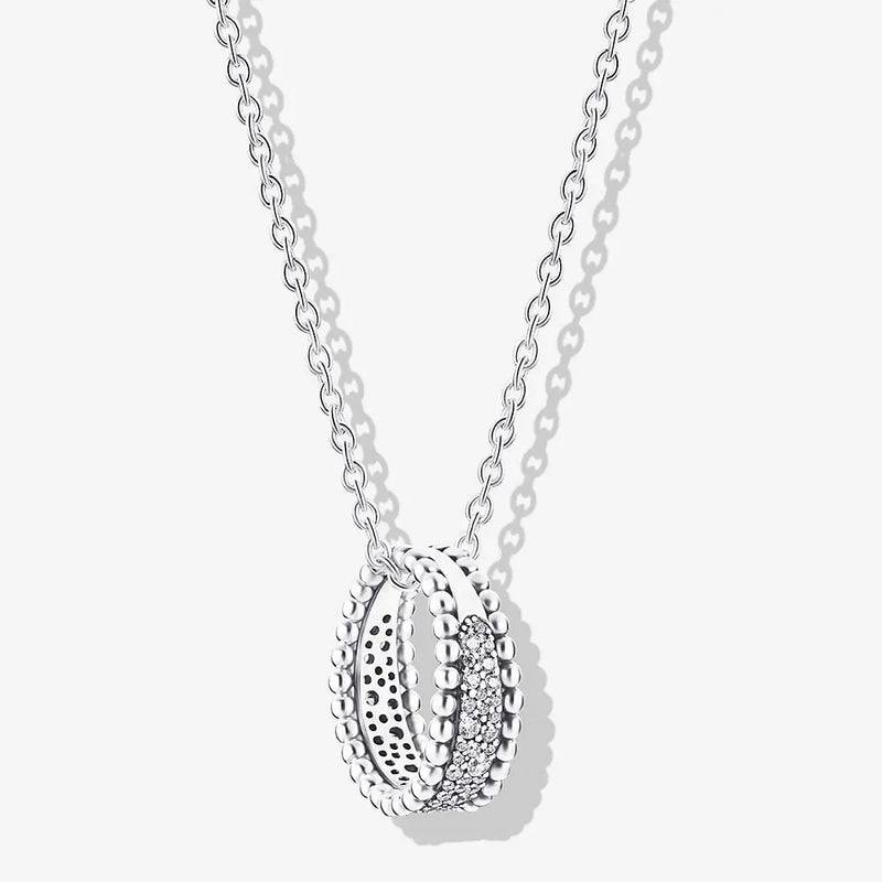 Fancy 925 Silver Pan Necklace with Princess Crystal for Women