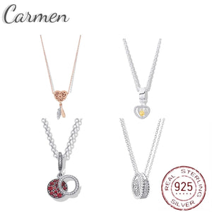 925 Silver Pan Necklace Crystal