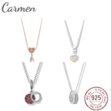 925 Silver Pan Necklace Crystal