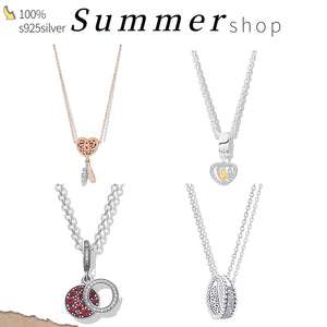 Fancy 925 Silver Pan Necklace with Princess Crystal for Women