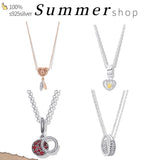 Fancy 925 Silver Pan Necklace with Princess Crystal for Women