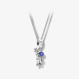 Real 925 Silver Pan Necklace for Women Crystal Couple DIY Wedding Jewelry