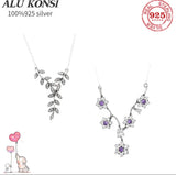 Real 925 Silver Pan Necklace Crystal DIY Wedding Jewelry