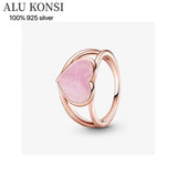 925 Sterling Silver Pink Heart Rose Pan Necklace for Women