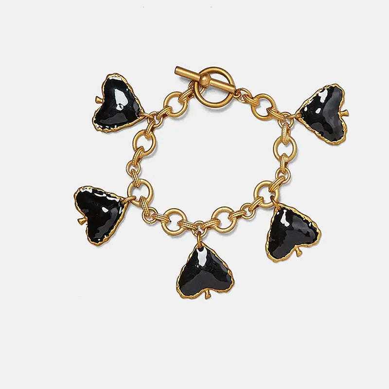 Heart Shaped Crystal Bracelet Vintage Bangle Bohemian Jewelry for Women