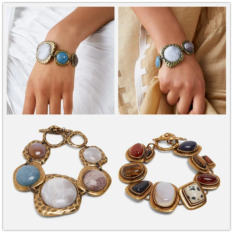 Heart Shaped Crystal Bracelet Vintage Bangle Bohemian Jewelry for Women